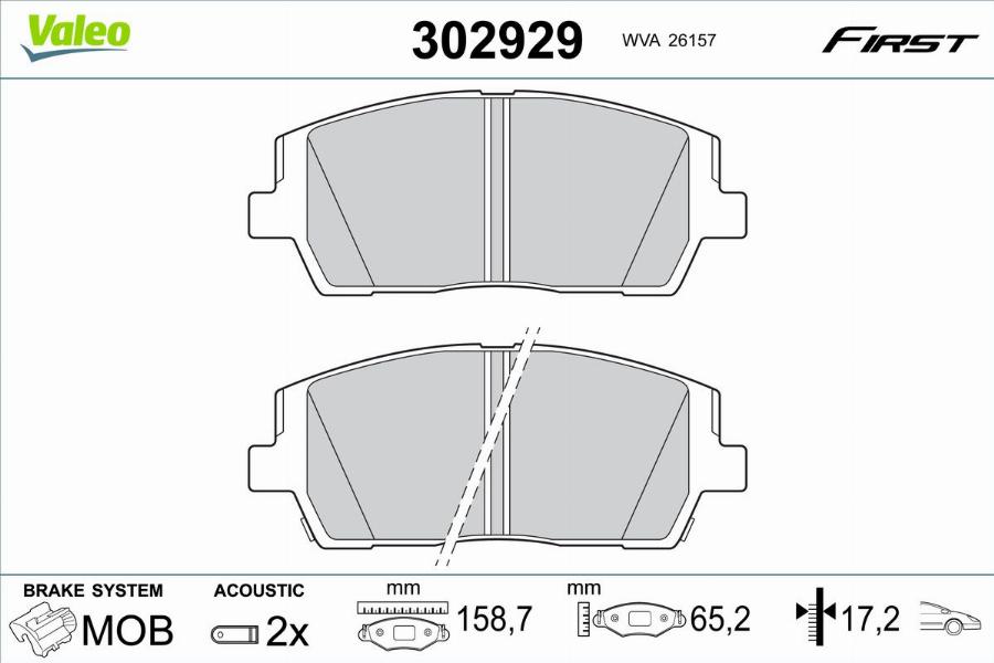 Valeo 302929 - Bremžu uzliku kompl., Disku bremzes autodraugiem.lv