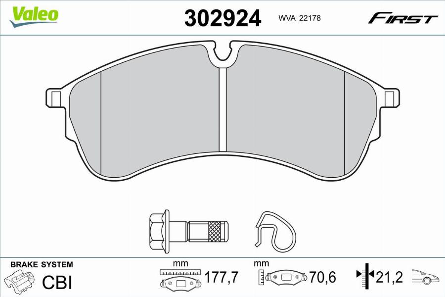 Valeo 302924 - Bremžu uzliku kompl., Disku bremzes autodraugiem.lv