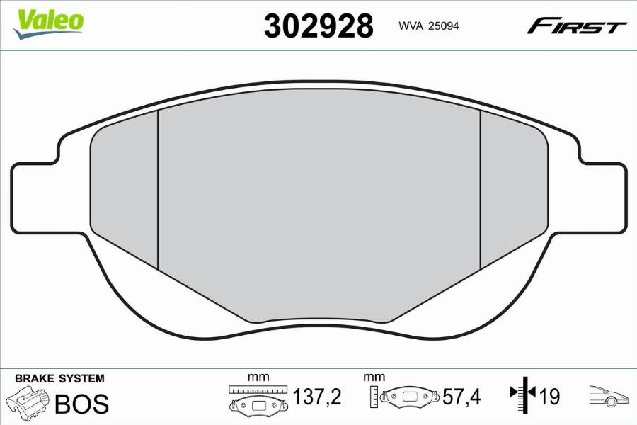 Valeo 302928 - Bremžu uzliku kompl., Disku bremzes autodraugiem.lv