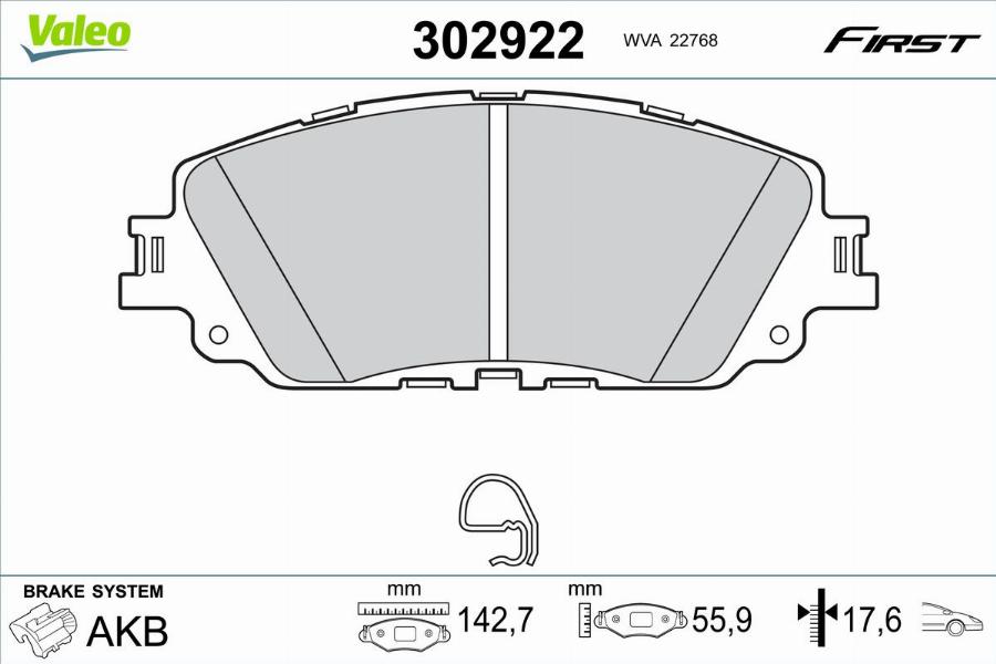 Valeo 302922 - Bremžu uzliku kompl., Disku bremzes autodraugiem.lv