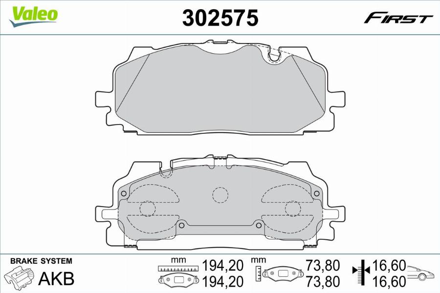 Valeo 302575 - Bremžu uzliku kompl., Disku bremzes autodraugiem.lv