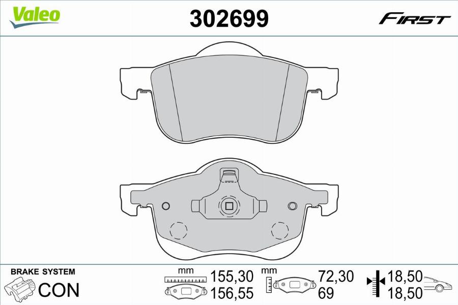 Valeo 302699 - Bremžu uzliku kompl., Disku bremzes autodraugiem.lv