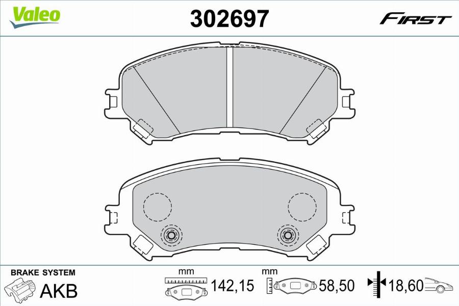 Valeo 302697 - Bremžu uzliku kompl., Disku bremzes autodraugiem.lv