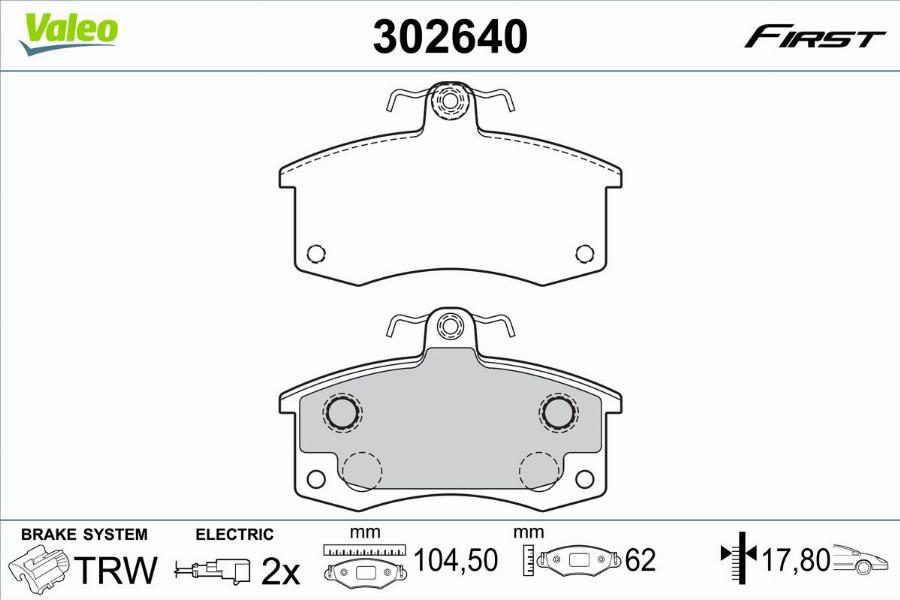 Valeo 302640 - Bremžu uzliku kompl., Disku bremzes autodraugiem.lv