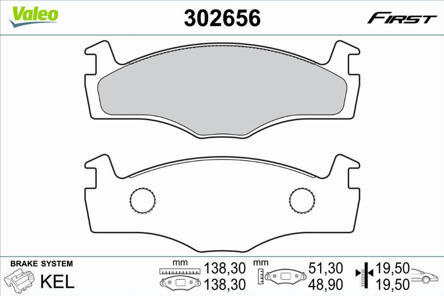 Valeo 302656 - Bremžu uzliku kompl., Disku bremzes autodraugiem.lv