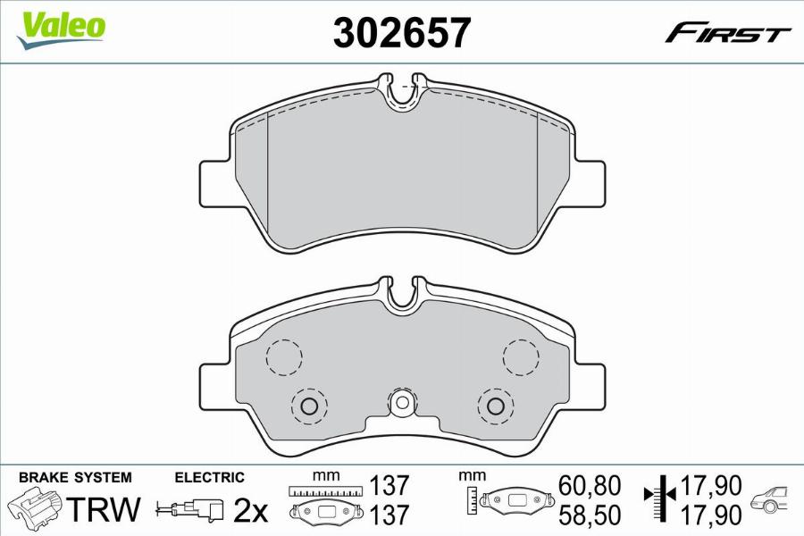 Valeo 302657 - Bremžu uzliku kompl., Disku bremzes autodraugiem.lv