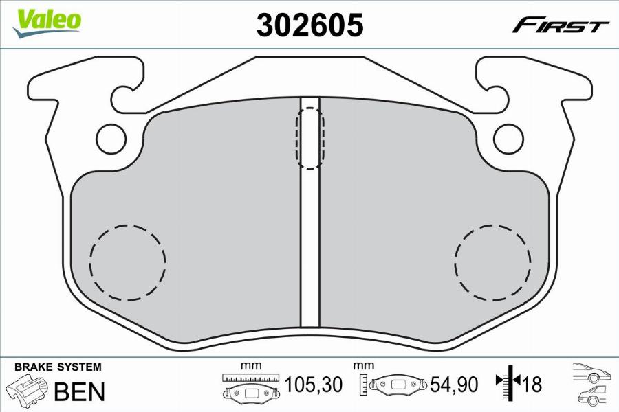 Valeo 302605 - Bremžu uzliku kompl., Disku bremzes autodraugiem.lv