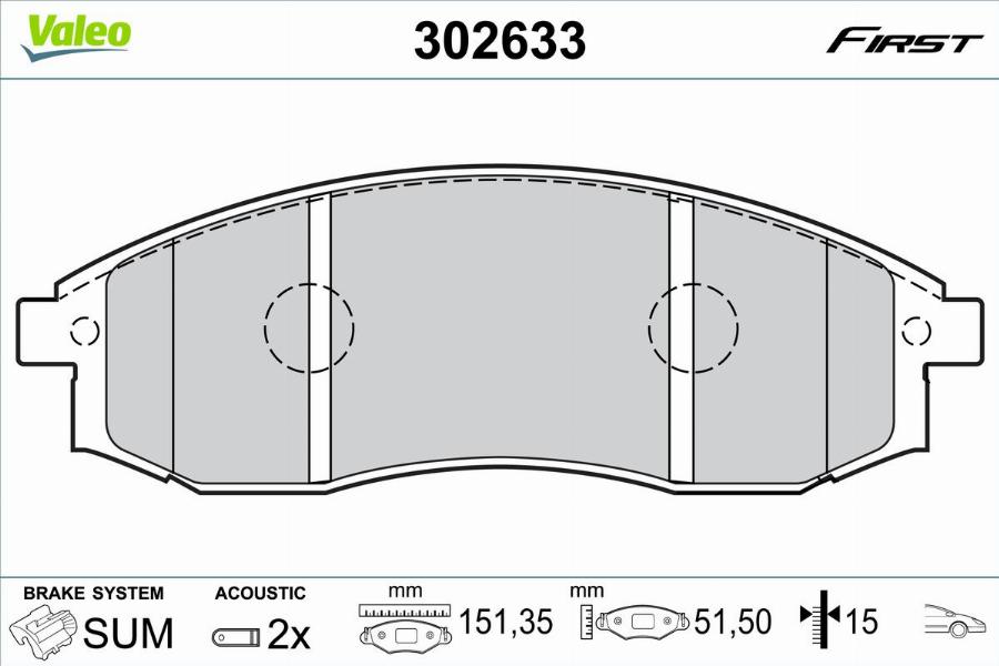 Valeo 302633 - Bremžu uzliku kompl., Disku bremzes autodraugiem.lv