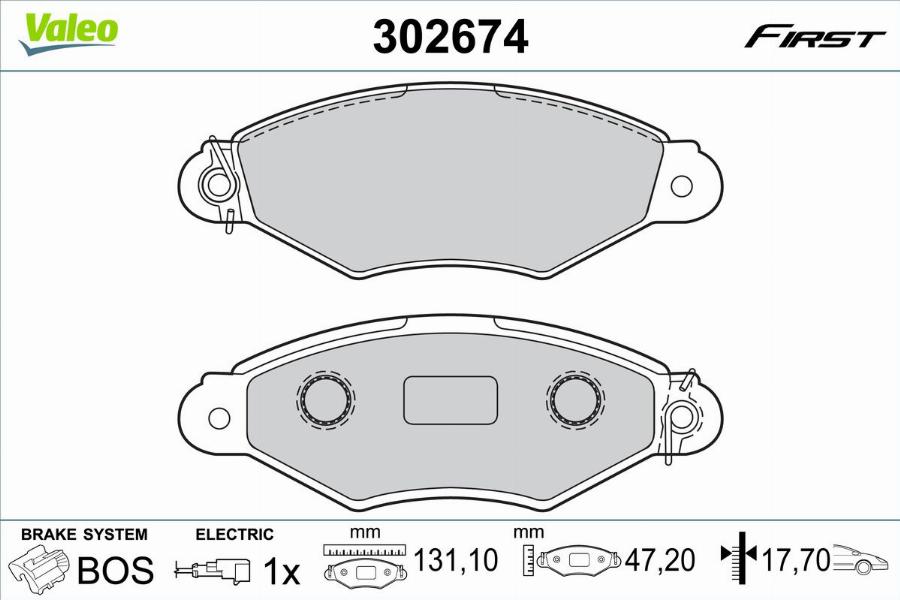 Valeo 302674 - Bremžu uzliku kompl., Disku bremzes autodraugiem.lv