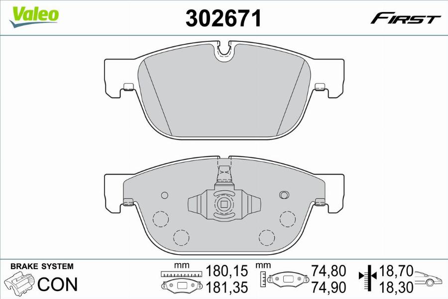 Valeo 302671 - Bremžu uzliku kompl., Disku bremzes autodraugiem.lv