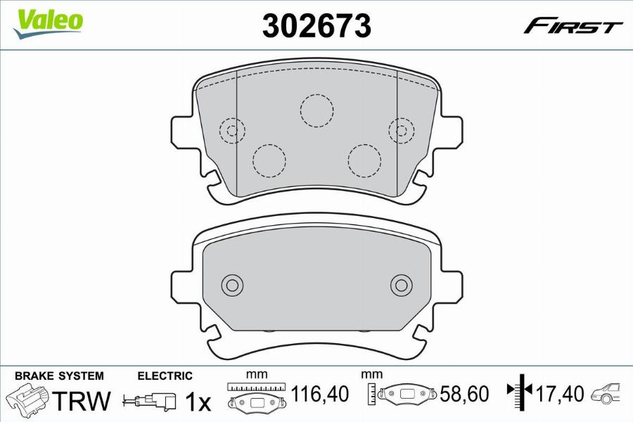 Valeo 302673 - Bremžu uzliku kompl., Disku bremzes autodraugiem.lv