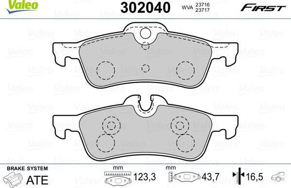 Valeo 302040 - Bremžu uzliku kompl., Disku bremzes autodraugiem.lv