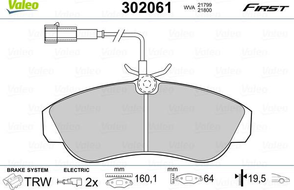 Valeo 302061 - Bremžu uzliku kompl., Disku bremzes autodraugiem.lv