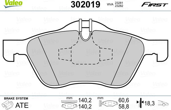 Valeo 302019 - Bremžu uzliku kompl., Disku bremzes autodraugiem.lv