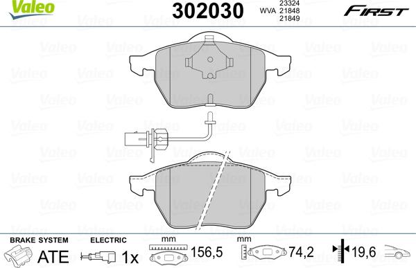 Valeo 302030 - Bremžu uzliku kompl., Disku bremzes autodraugiem.lv