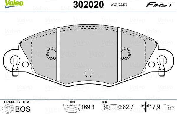 Valeo 302020 - Bremžu uzliku kompl., Disku bremzes autodraugiem.lv