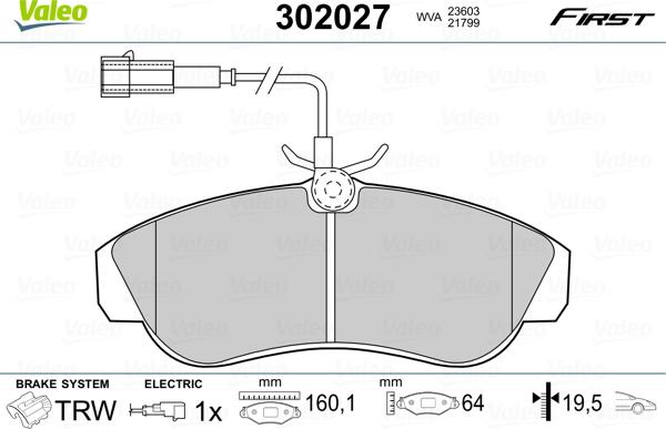 Valeo 302027 - Bremžu uzliku kompl., Disku bremzes autodraugiem.lv