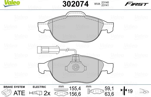 Valeo 302074 - Bremžu uzliku kompl., Disku bremzes autodraugiem.lv