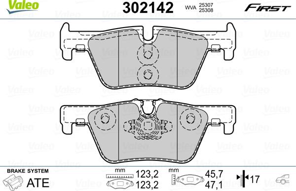 Valeo 302142 - Bremžu uzliku kompl., Disku bremzes autodraugiem.lv