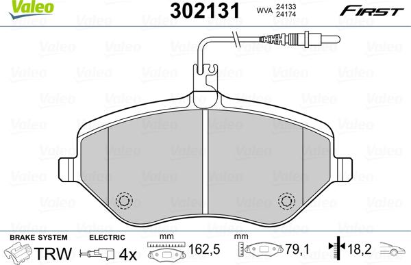 Valeo 302131 - Bremžu uzliku kompl., Disku bremzes autodraugiem.lv