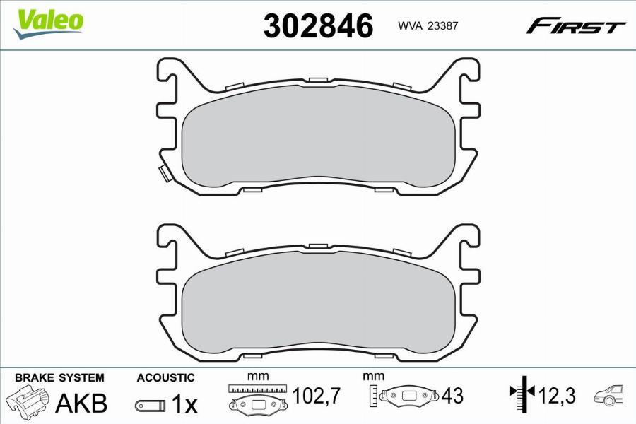 Valeo 302846 - Bremžu uzliku kompl., Disku bremzes autodraugiem.lv