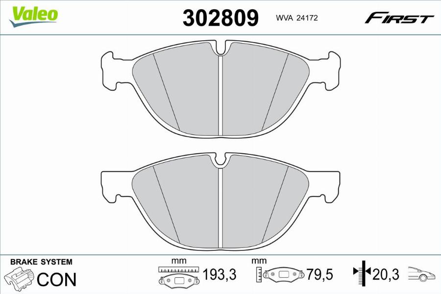 Valeo 302809 - Bremžu uzliku kompl., Disku bremzes autodraugiem.lv