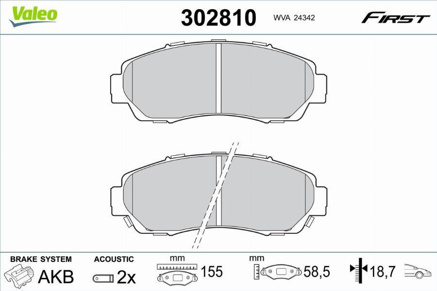 Valeo 302810 - Bremžu uzliku kompl., Disku bremzes autodraugiem.lv