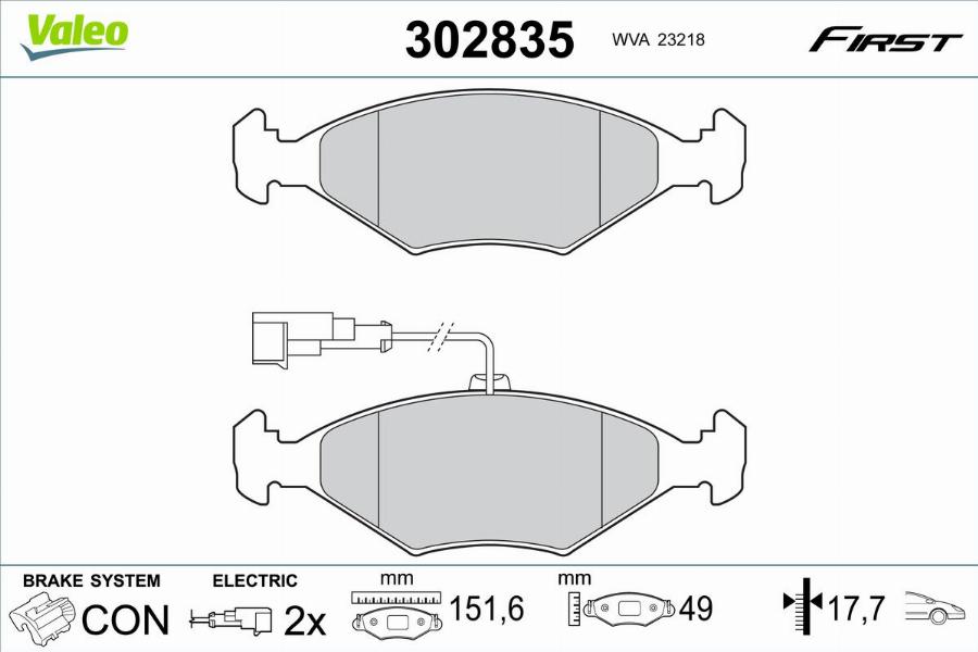 Valeo 302835 - Bremžu uzliku kompl., Disku bremzes autodraugiem.lv