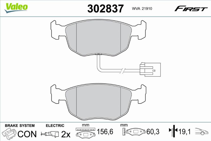 Valeo 302837 - Bremžu uzliku kompl., Disku bremzes autodraugiem.lv