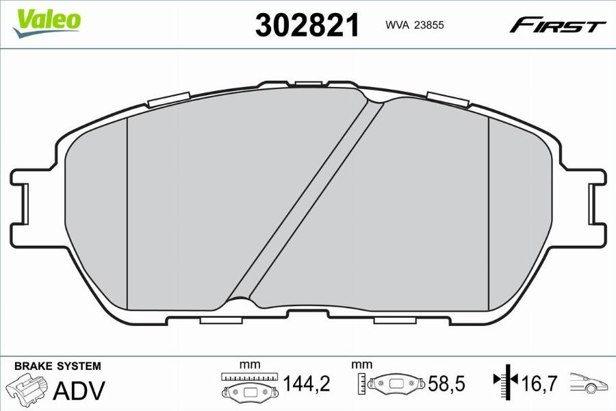 Valeo 302821 - Bremžu uzliku kompl., Disku bremzes autodraugiem.lv