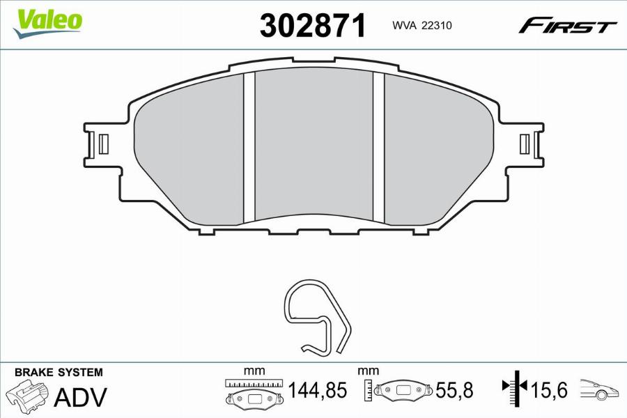 Valeo 302871 - Bremžu uzliku kompl., Disku bremzes autodraugiem.lv