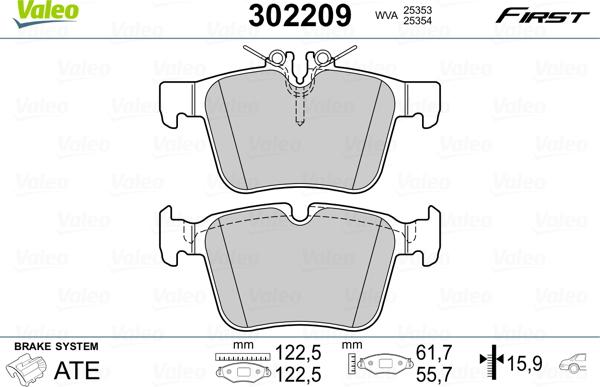 Valeo 302209 - Bremžu uzliku kompl., Disku bremzes autodraugiem.lv