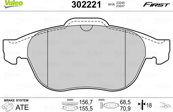 Valeo 302221 - Bremžu uzliku kompl., Disku bremzes autodraugiem.lv