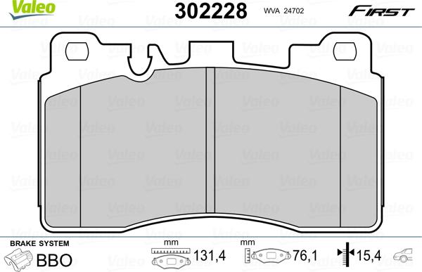 Valeo 302228 - Bremžu uzliku kompl., Disku bremzes autodraugiem.lv