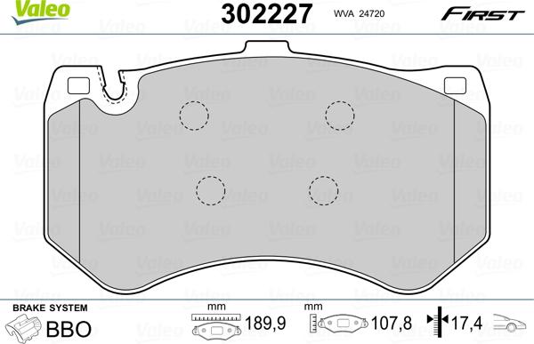 Valeo 302227 - Bremžu uzliku kompl., Disku bremzes autodraugiem.lv