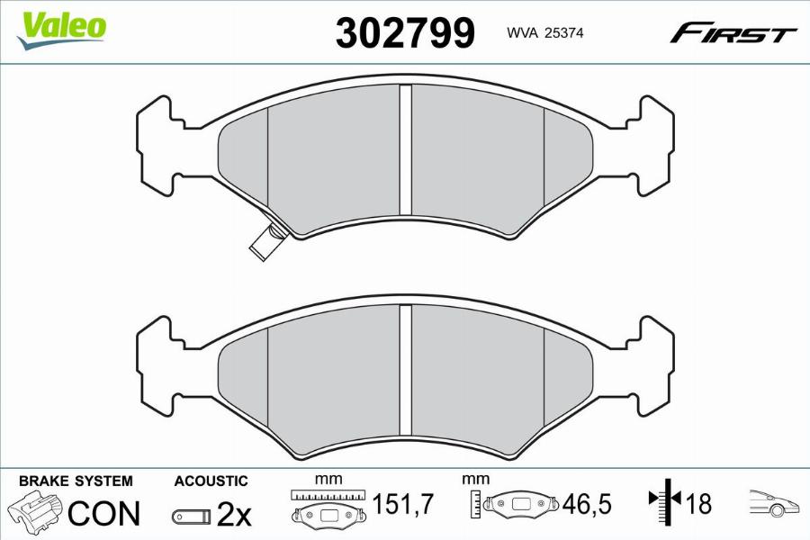 Valeo 302799 - Bremžu uzliku kompl., Disku bremzes autodraugiem.lv