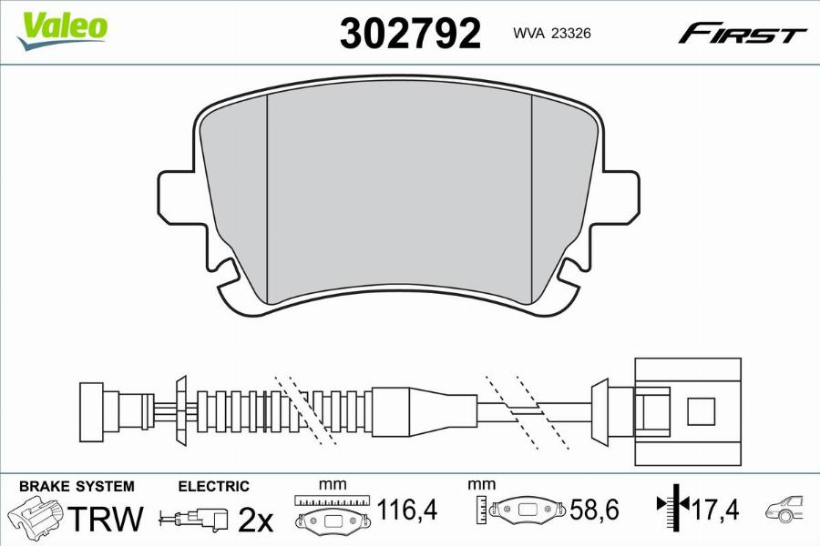 Valeo 302792 - Bremžu uzliku kompl., Disku bremzes autodraugiem.lv