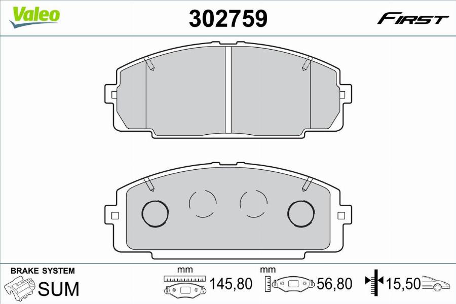 Valeo 302759 - Bremžu uzliku kompl., Disku bremzes autodraugiem.lv