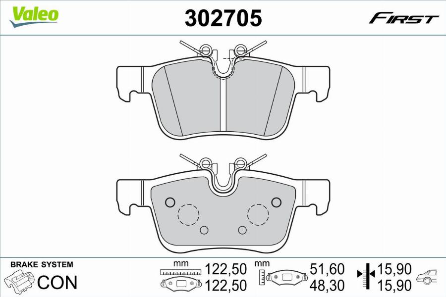 Valeo 302705 - Bremžu uzliku kompl., Disku bremzes autodraugiem.lv