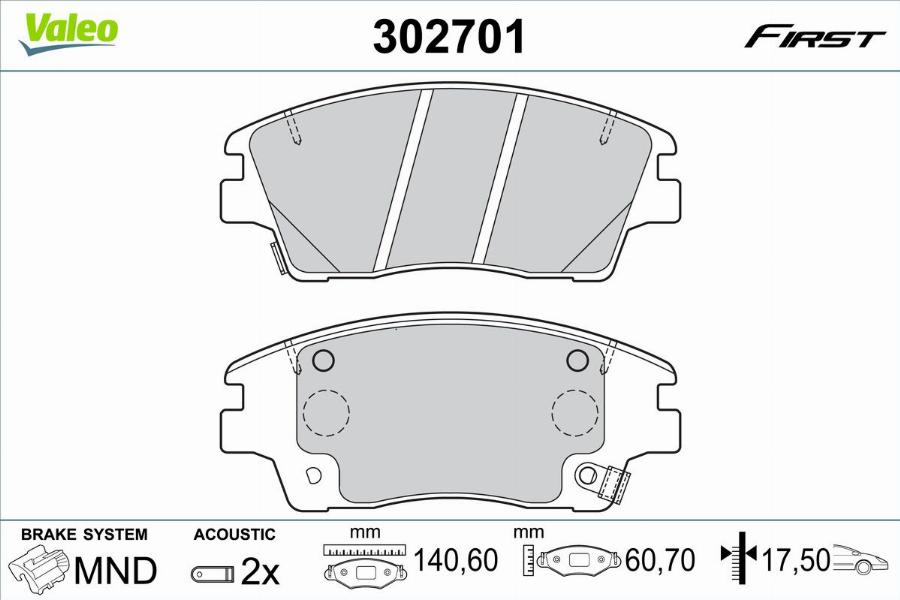 Valeo 302701 - Bremžu uzliku kompl., Disku bremzes autodraugiem.lv