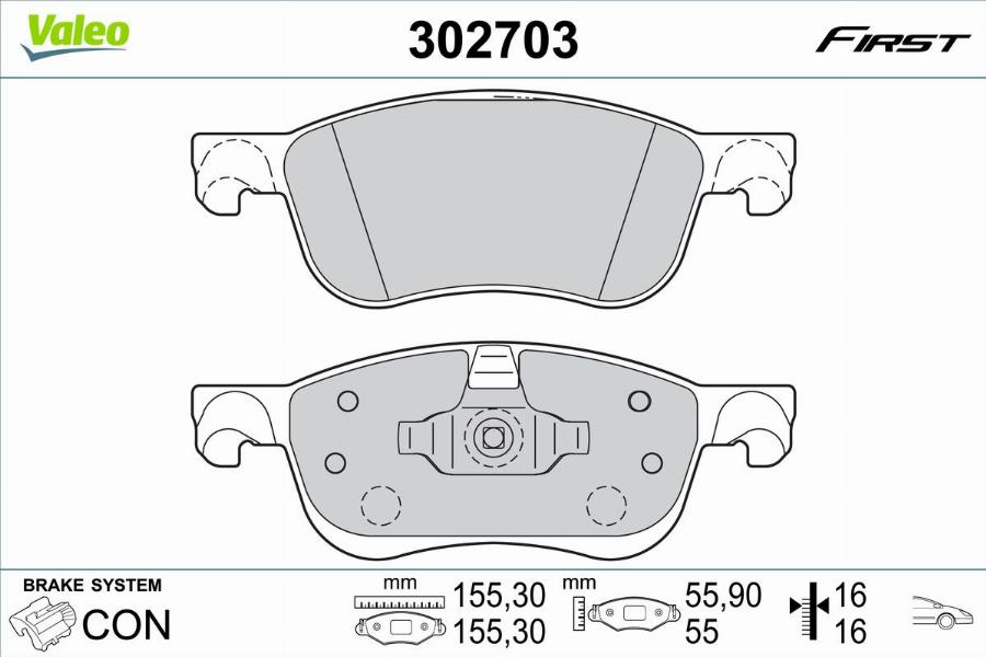 Valeo 302703 - Bremžu uzliku kompl., Disku bremzes autodraugiem.lv