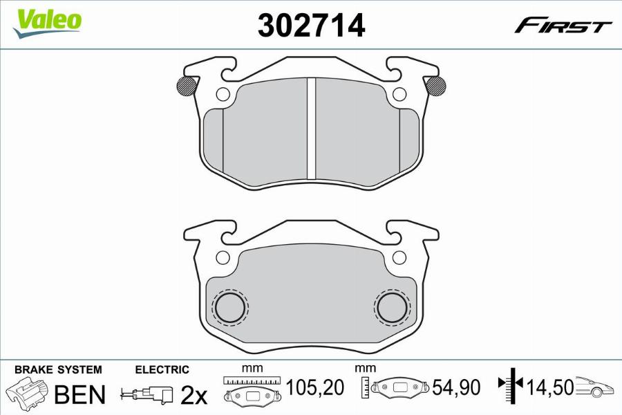 Valeo 302714 - Bremžu uzliku kompl., Disku bremzes autodraugiem.lv