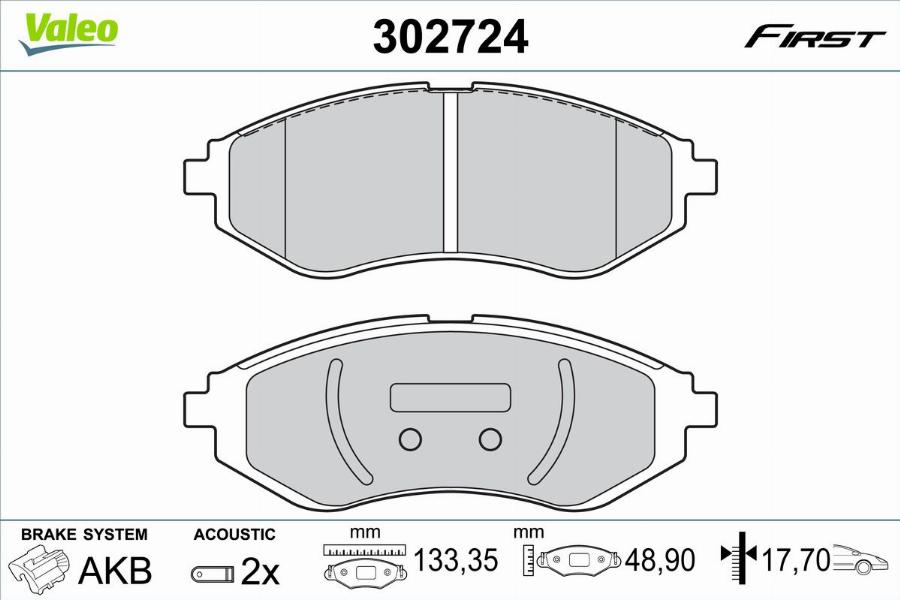 Valeo 302724 - Bremžu uzliku kompl., Disku bremzes autodraugiem.lv