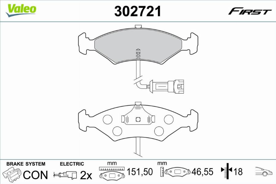 Valeo 302721 - Bremžu uzliku kompl., Disku bremzes autodraugiem.lv