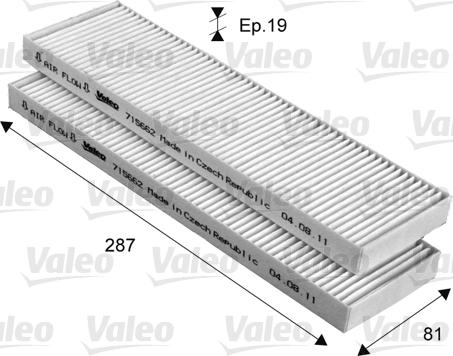 Valeo 715662 - Filtrs, Salona telpas gaiss autodraugiem.lv