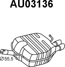 Veneporte AU03136 - Izplūdes gāzu trokšņa slāpētājs (pēdējais) autodraugiem.lv