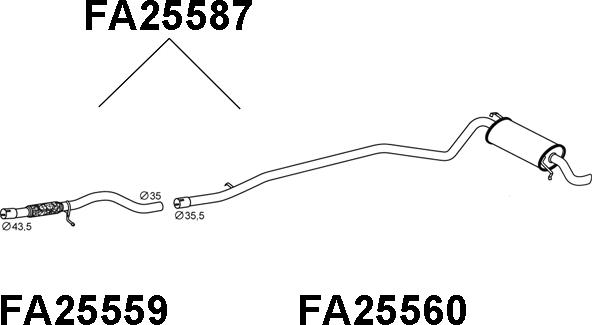 Veneporte FA25587 - Izplūdes gāzu trokšņa slāpētājs (pēdējais) autodraugiem.lv