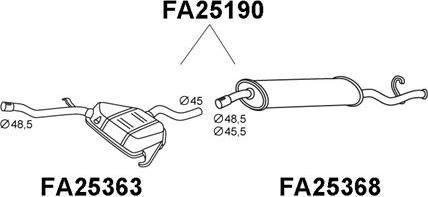 Veneporte FA25190 - Izplūdes gāzu trokšņa slāpētājs (pēdējais) autodraugiem.lv