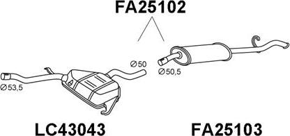 Veneporte FA25103 - Izplūdes gāzu trokšņa slāpētājs (pēdējais) autodraugiem.lv
