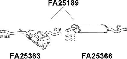 Veneporte FA25189 - Izplūdes gāzu trokšņa slāpētājs (pēdējais) autodraugiem.lv